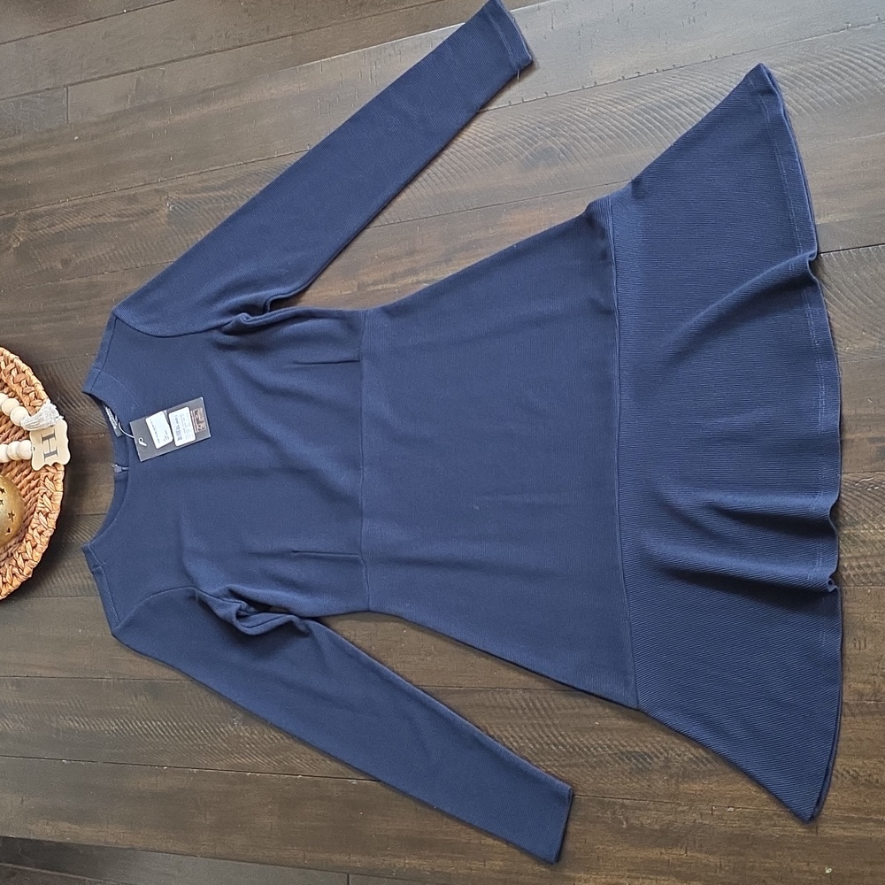 NWT Scotch & Soda Maison Scotch l'amour Toujours Navy Blue Ribbed Dress, Size XS
